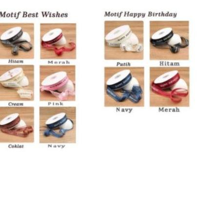 

Ready 00D8C Korean Pita Lace " Best Wishes For You " - Pita Kotak Kue HBD 1 Meter 75 Terupdate