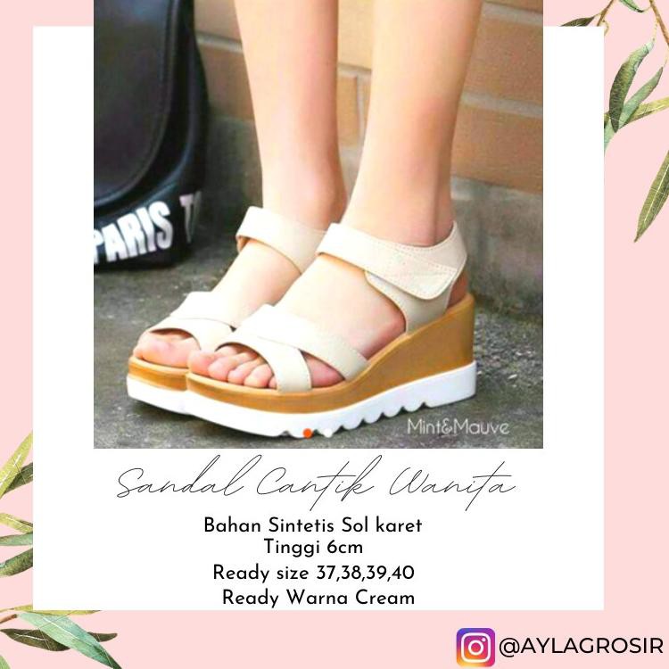 BEST SELLER Sandal Wedges Wanita Terbaru Bali Jepun Warna Navy 7cm. Bayar saat barang datang, COD vi