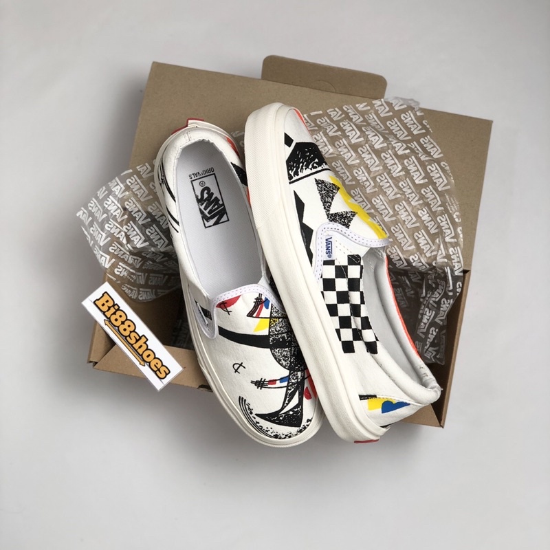 Sepatu Vans SLIP ON Mules X Moma Lx Offwhite Putih Gding OG