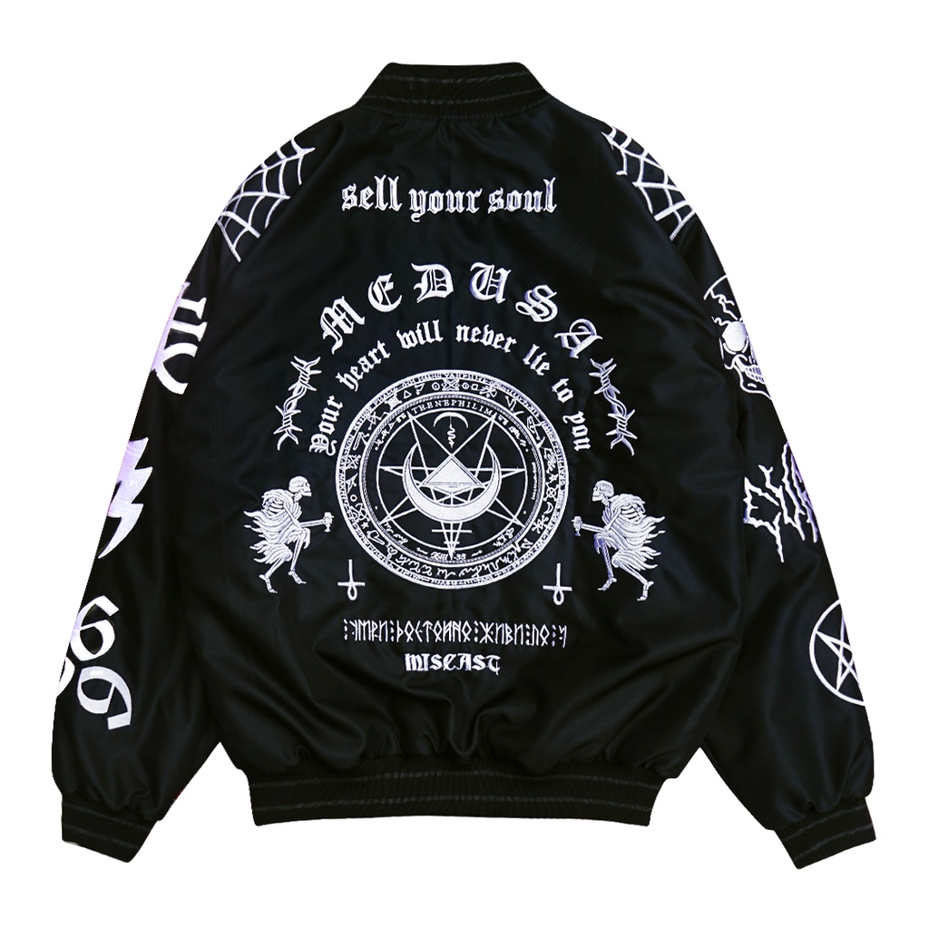 Miscast Varsity Jaket Vintage Medusa Hitam