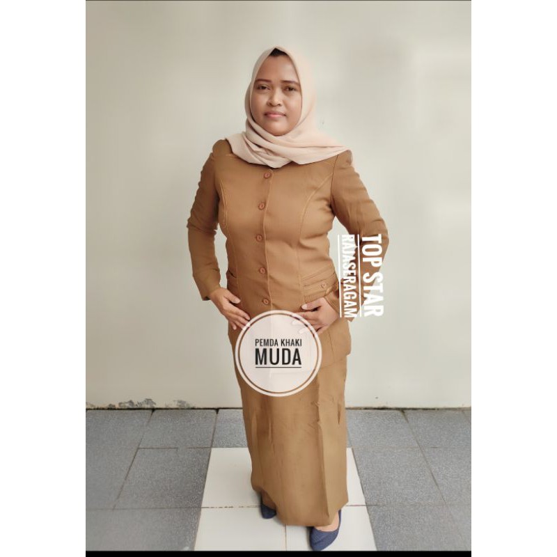 Blazer Pemda Wanita Setelan PNS Khaki Coklat ASN