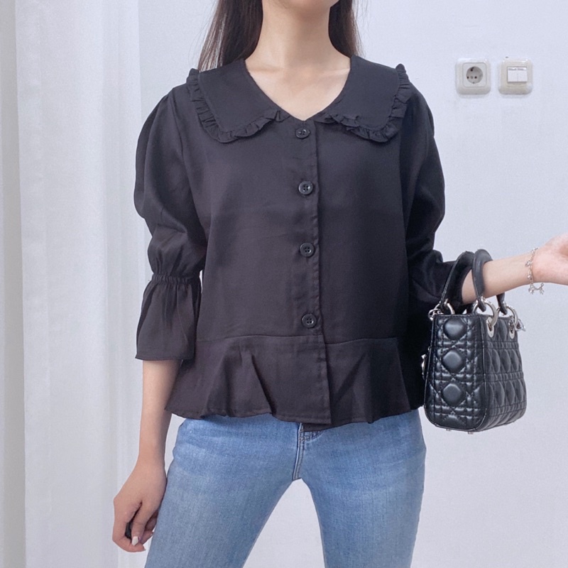 NA-BI Top Korean Collar Blouse Puffy Sleeves 0288-043