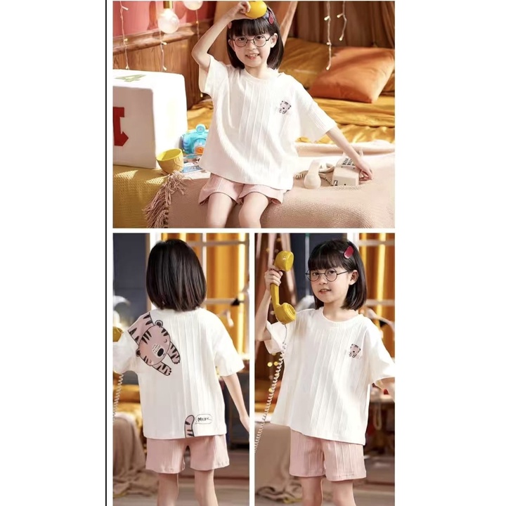 Setelan hotpant anak cewek cowok/baju tidur/piyama anak import