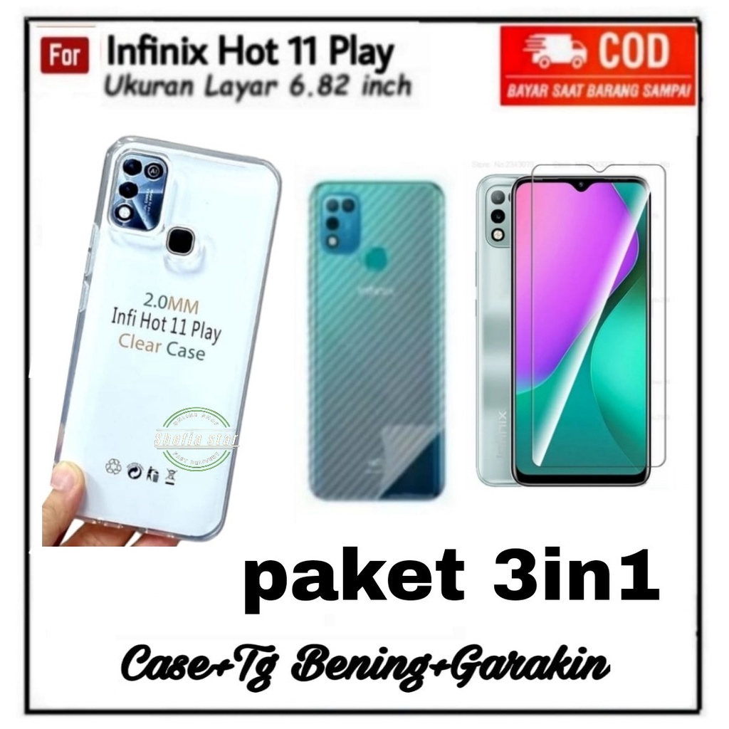 3in1 CASE INFINIX HOT 12 PLAY 11 PLAY HOT 10 PLAY NOTE 12 G96 SOFTCASE CLEAR PREMIUM HD PROTECT CAMERA