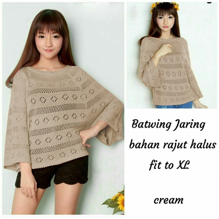 RAJUT IMPORT BATWING CREAM tali.1038 CB