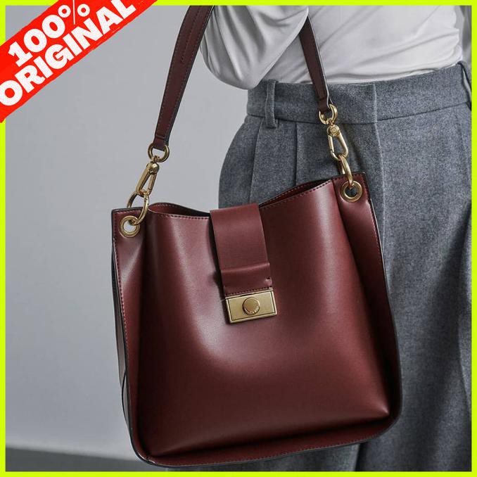 Tas Murah Tas Charles And Keith Bucket Wanita Original Branded Store H006 - Maroon