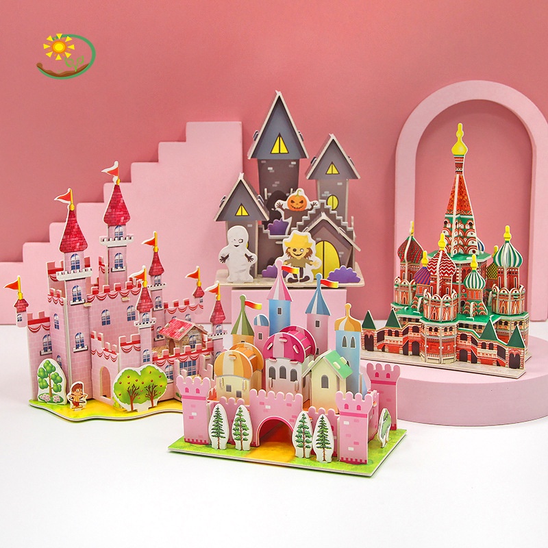 Puzzle 3D DIY Motif Castle Bahan Foam Dan Paper Mainan Education Untuk Anak