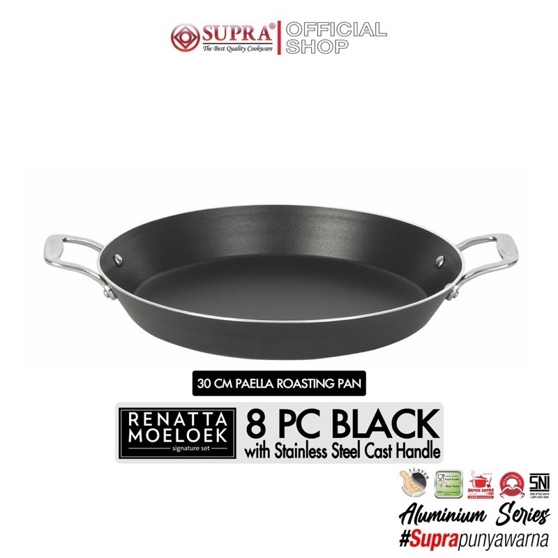 SUPRA Panci Alumunium Anti Lengket Renatta Moeloek Signature Set 8 Pcs - Black