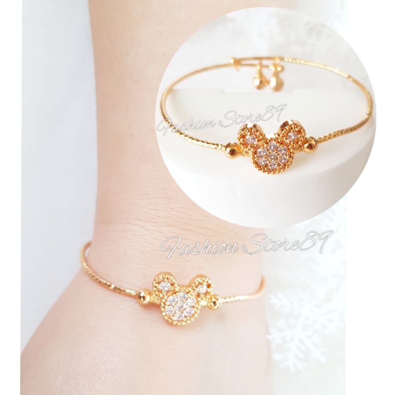 Gelang Bangle Mickey Minnie Impor Xuping Yaxiya Perhiasan lapis emas 18k