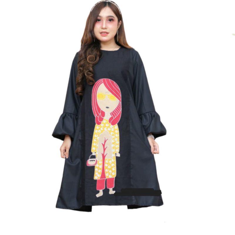 Dress Tunik Batik Asli Solo Motif Bu Tejo Dengan Bahan Katun Halus Kombinasi Kain Katun Toyobo Cocok