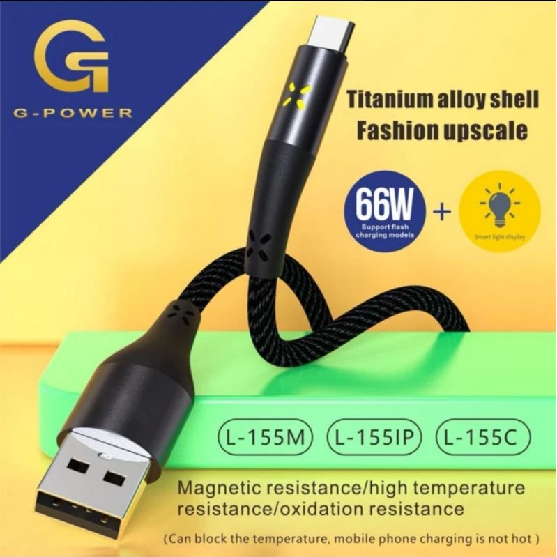 G-POWER L-155 KABEL DATA L-155M / L-155IP / L-155C UNTUK CHARGER MICRO USB / LIGHTNING / TYPE-C