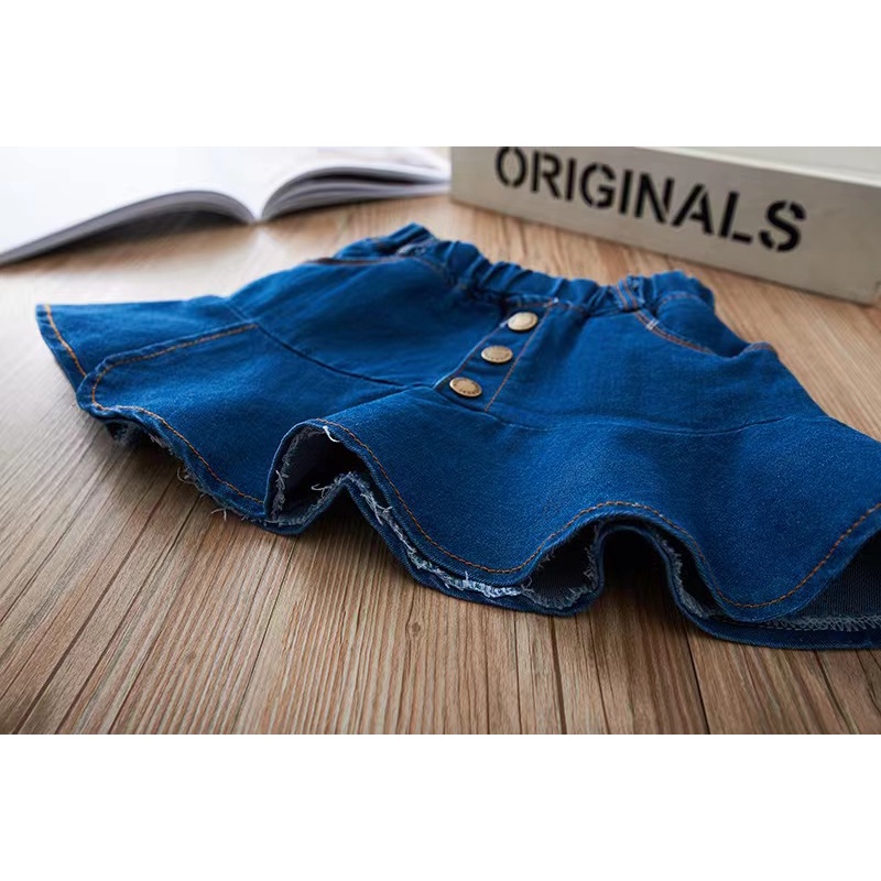 Stok bersih Denim Jeans Rok Anak Fishtail Mode Mini Skirt Untuk 1-12T Perempuan