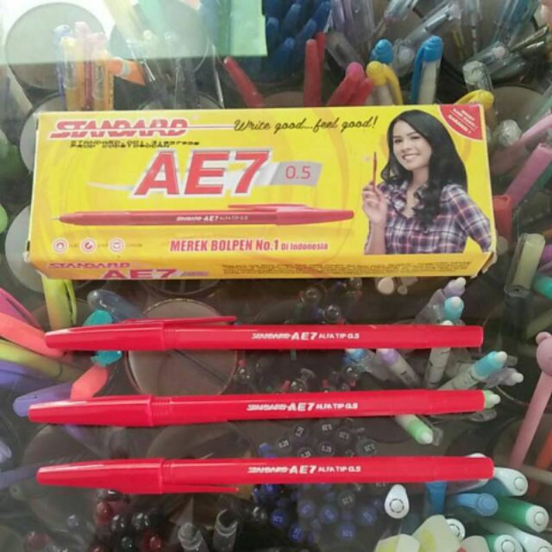 

Bolpen STANDARD AE7 warna merah isi 12pcs