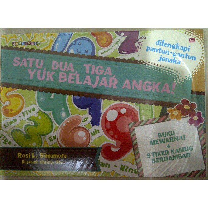 Buku Mewarnai+stiker kamus bergambar dilengkapi pantun-pantun jenaka ~ yuk belajar angka