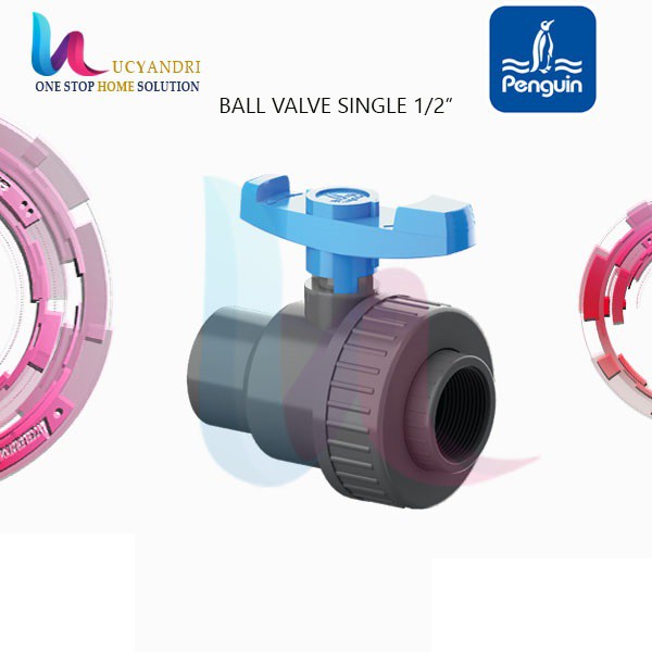 Single Union Ball Valve FxF Penguin ukuran Setengah Inch Stop Kran