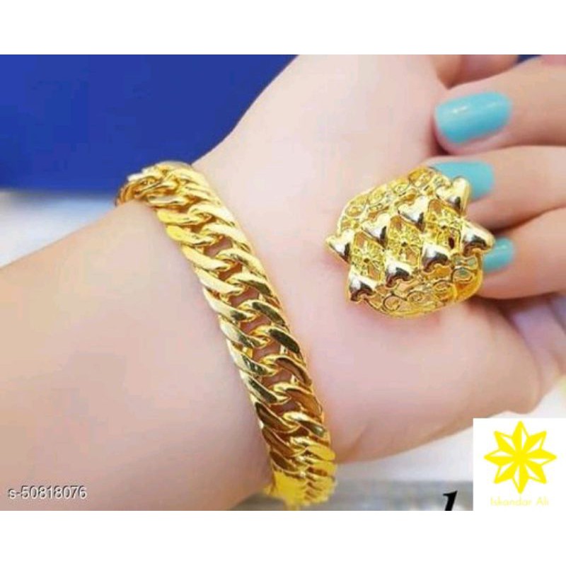 Set Titanium Gelang rantai dan cincin tumpuk ANTI KARAT