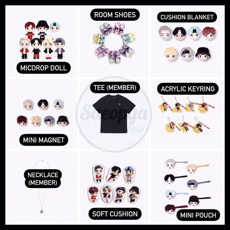 (2/2) BTS - TINYTAN OFFICIAL MD MICDROP MERCHANDISE TINY TAN CUSHION DOLL BLANKET BAG MAGNET T-SHIRT