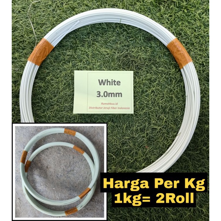 Ruji Fiber 3mm putih untuk sangkar, dongdang, layangan naga dll