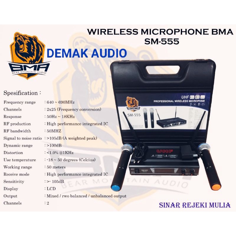 MIC WIRELESS BMA SM 555 MIK WERLES BMA UHF ORIGINAL