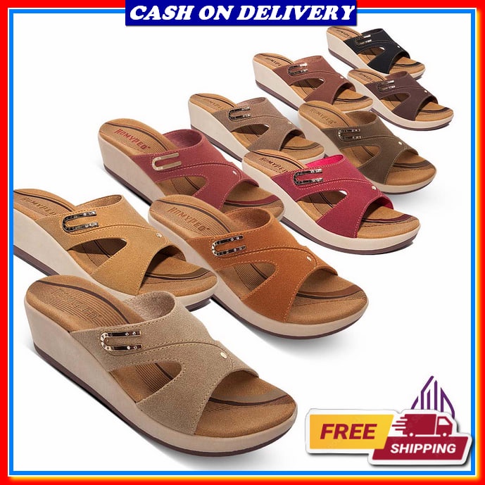 Zamzam.Store Af 42 Higheil Mika 7Cm Sandal Sendal Wanita Prempuan Cewek High Wedges Premium Terbaru 