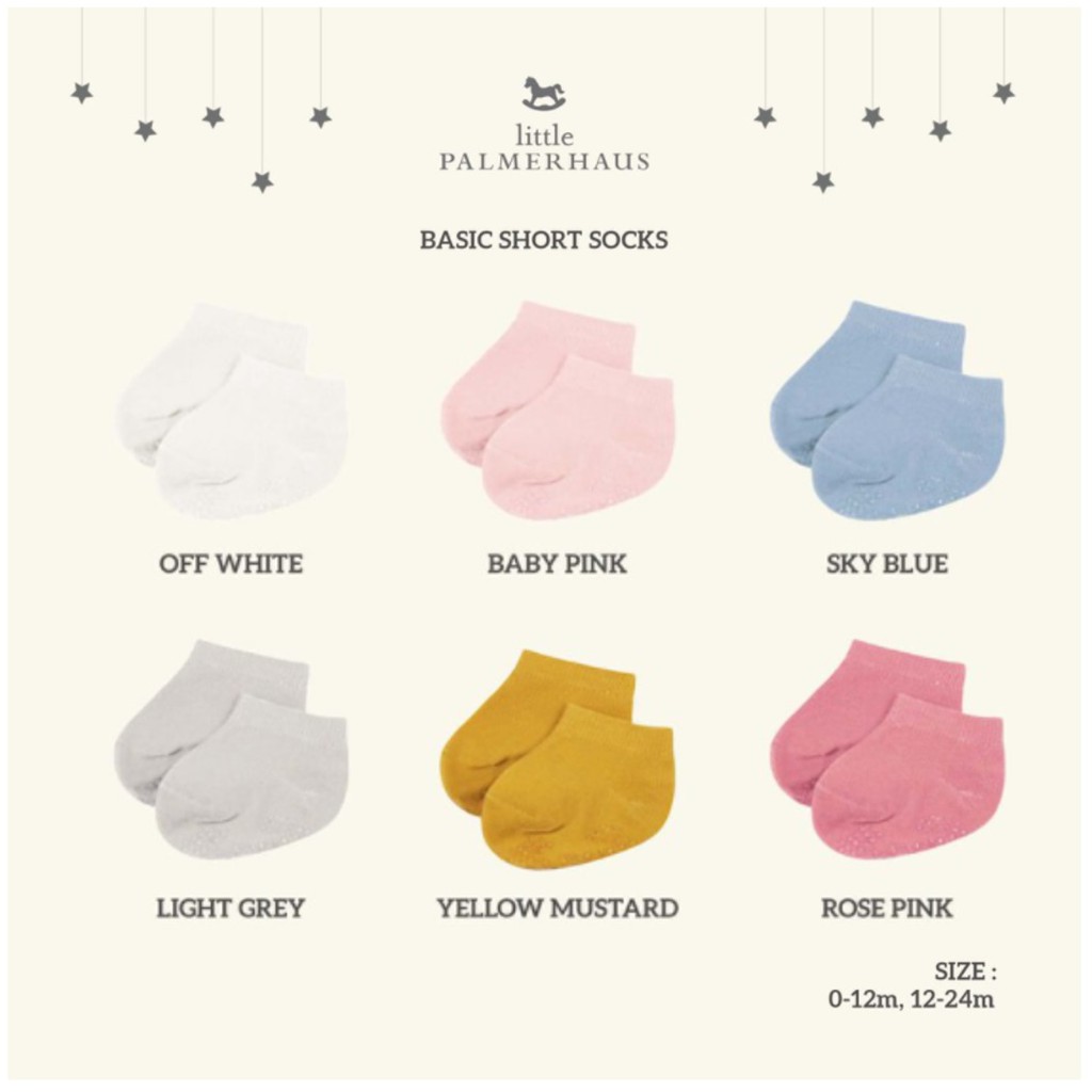 SALE Little Palmerhaus Basic Short Socks Antislip Kaos Kaki Bayi Murah Rib 0-2 tahun Premium Quality CBKS