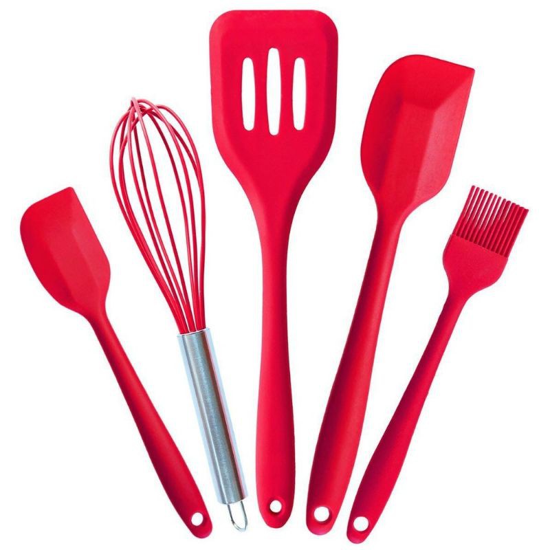 SET ALAT MASAK 5 IN 1 SENDOK DAPUR SPATULA DAPUR SET SENDOK SET ALAT KUE SET ADONAN KUE SET WHISKER ALAT BAKING KUE PERALATAN BAKING KUE SET ALAT MASAK SPATULA SILIKON PENGOCOK TELUR ADONAN SILIKON SCRAPER KUE PLASTIK SILIKON ANTI PANAS