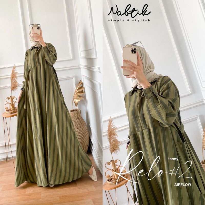 Relo#2,Relo gamis ORI nabtik free size sampai jumbo ready stok