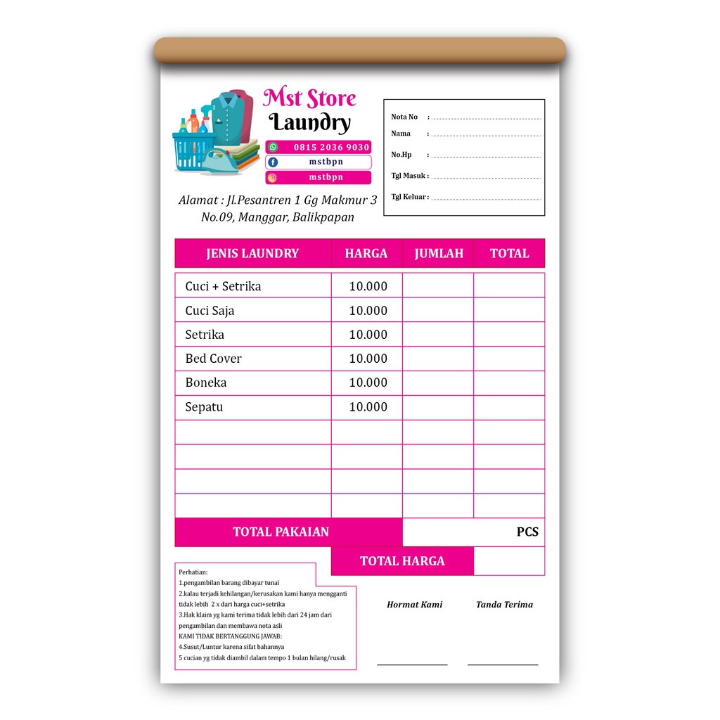 

Nota Laundry Custom - Paket Hemat 4 Buku 6 Buku