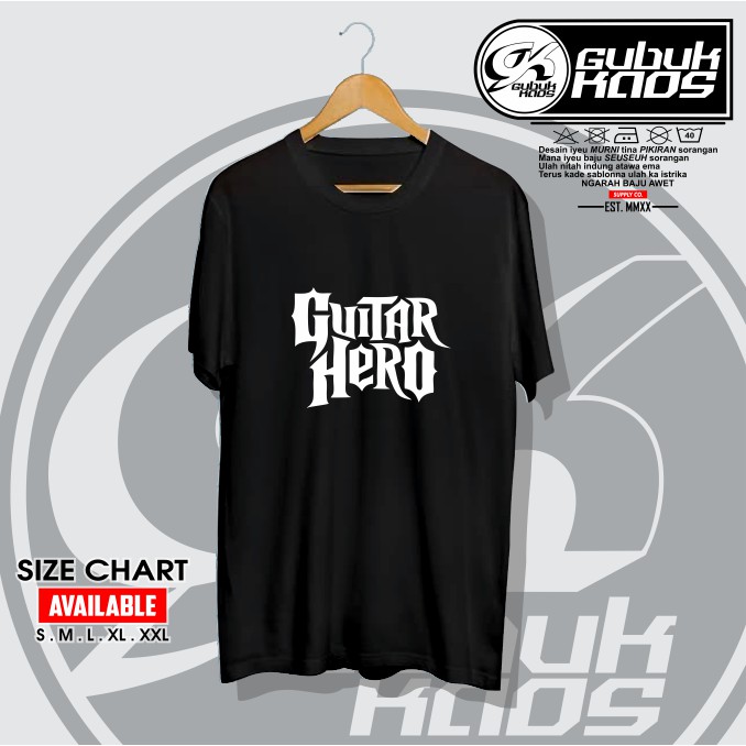 BAJU KAOS DISTRO LOGO GUITAR HERO - GUBUK.KAOS