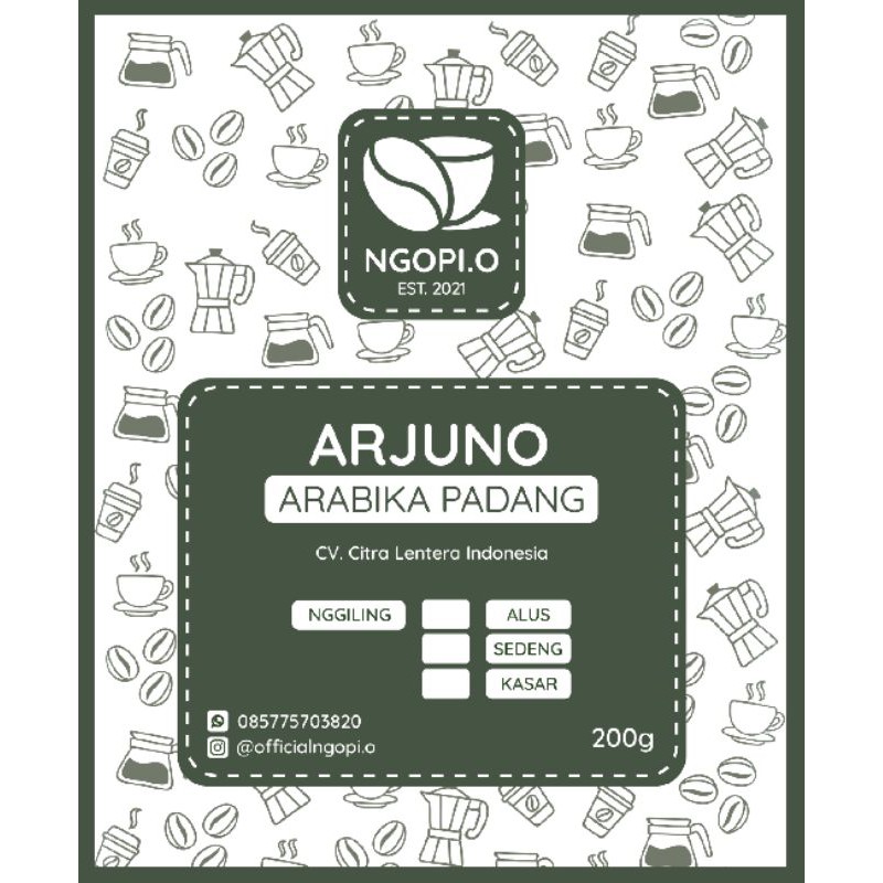 

ngopi.o kopi Arabika Arjuno Padang 200 gr