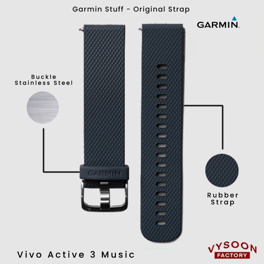 Strap Rubber Smartwatch Garmin Vivo Active 3 Music Original - Navy