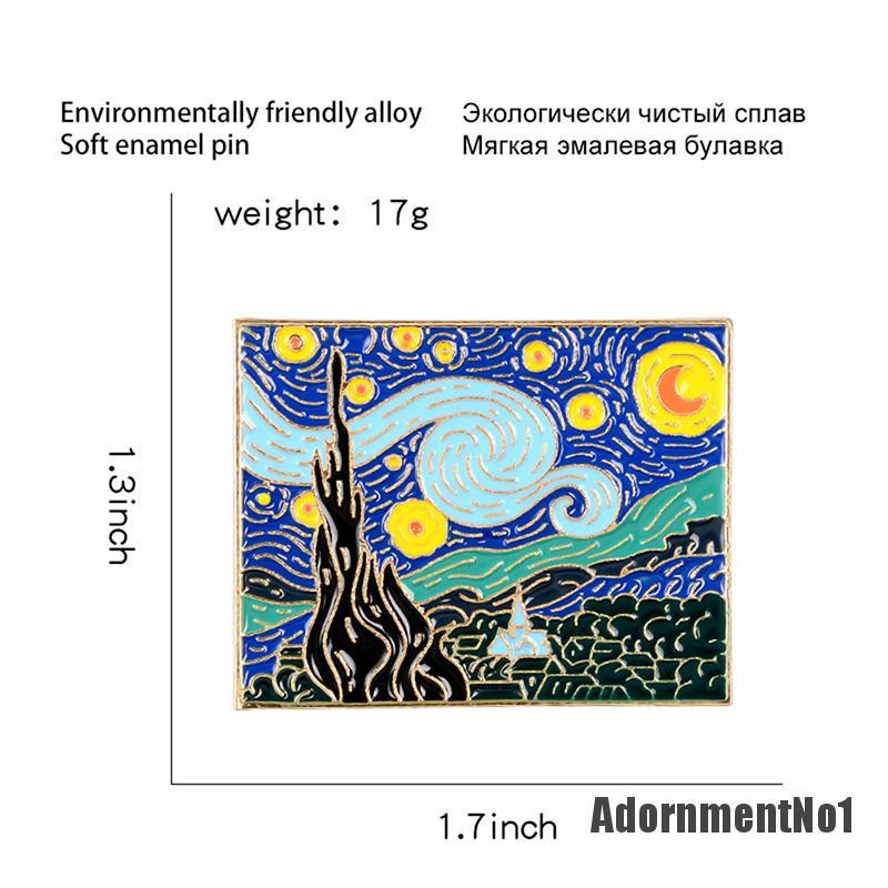 (Adornmentno1) Bros Pin Desain Lukisan Langit Berbintang Van Gogh 's Masterpiece Romantis