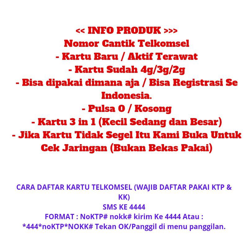 Nomor Cantik Simpati  Prabayar 222 777 157