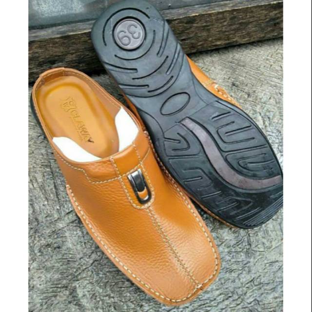 Sepatu Selop Pria Kulit Asli Sandal Bustong Laki laki Sendal Tutong Casual