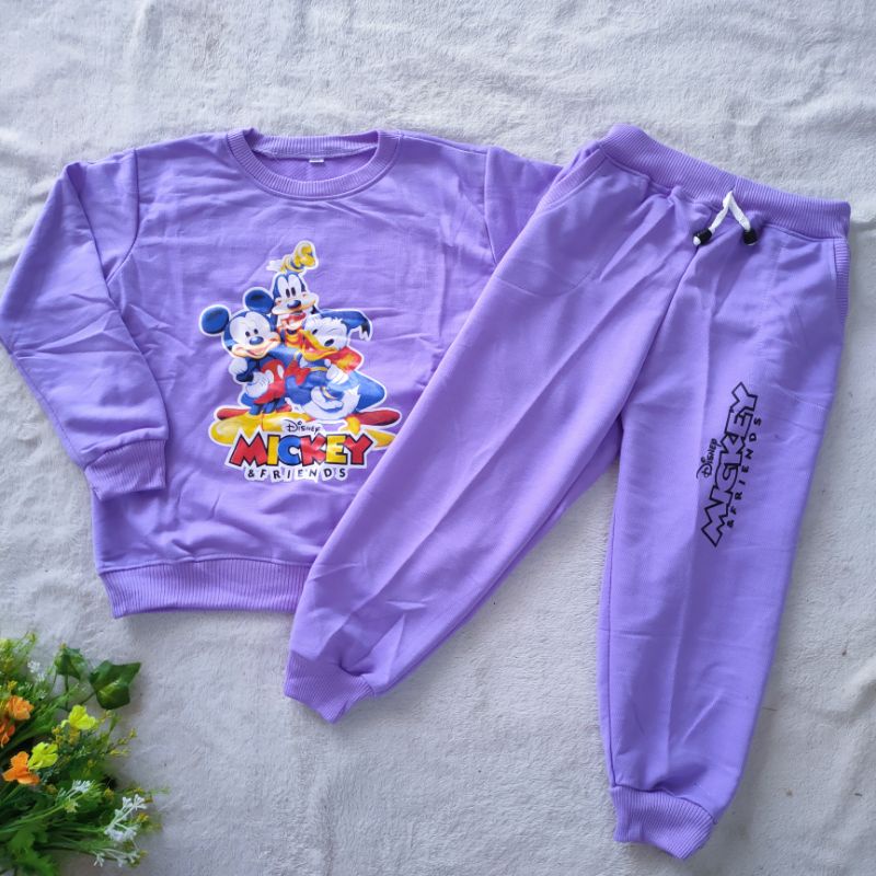 Setelan joger anak 1 2 3 4 5 tahun bahan premium murah jogger terlaris terbaru cewek cowok perempuan laki laki disney mickey mouse biru tua ( setelan jogger anak ) PART 3 FATONAH SHOP