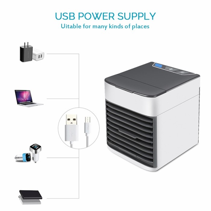 Kipas Cooler USB Mini Air Conditioner with 7 Color LED Light - K-F009