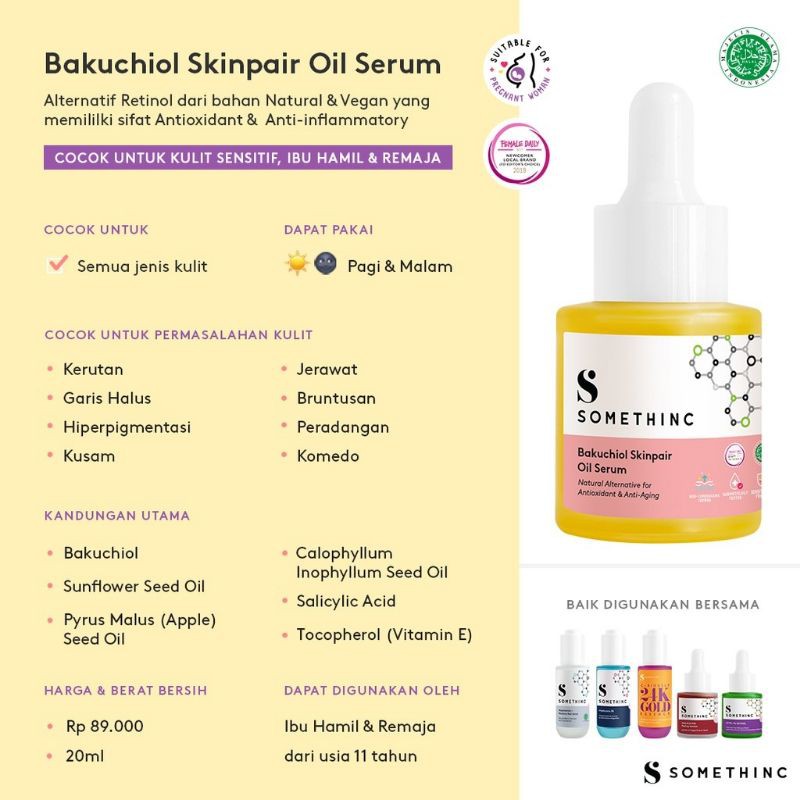 Somethinc Bakuchiol Skinpair Serum Wajah Skincare Pengilang Jerawat Penghasil Kolagen Anti Aging