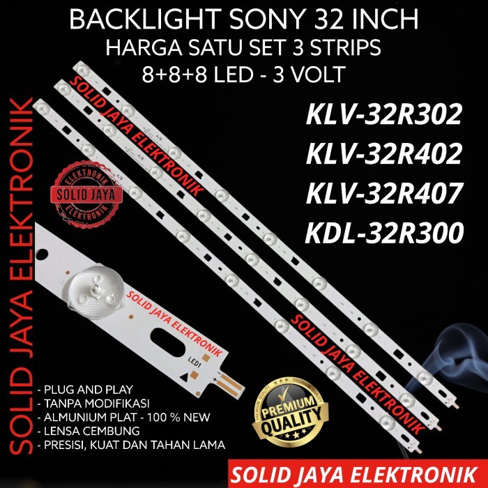 BACKLIGHT LED TV SONY 32 INC KLV 32R300 32R302 32R402 32R407 KLV-32R302 KLV-32R402 KLV-32R407 KDL-32R300 KLV-32R402B KDL-32R300B LAMPU BL 8K 3V 8 KANCING LAMPU KLV 32R302 32R402 32R407 KDL 32R300B 32R402B SONY 32 INCH IN KLV32R402 KLV32R300 KLV32R407