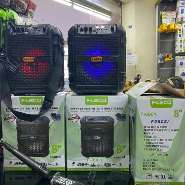 SPEAKER BLUETOOTH WIRELESS FLECO F 8961 + tali selempang/ speaker aktif salon fleco f8961 F1090 bass