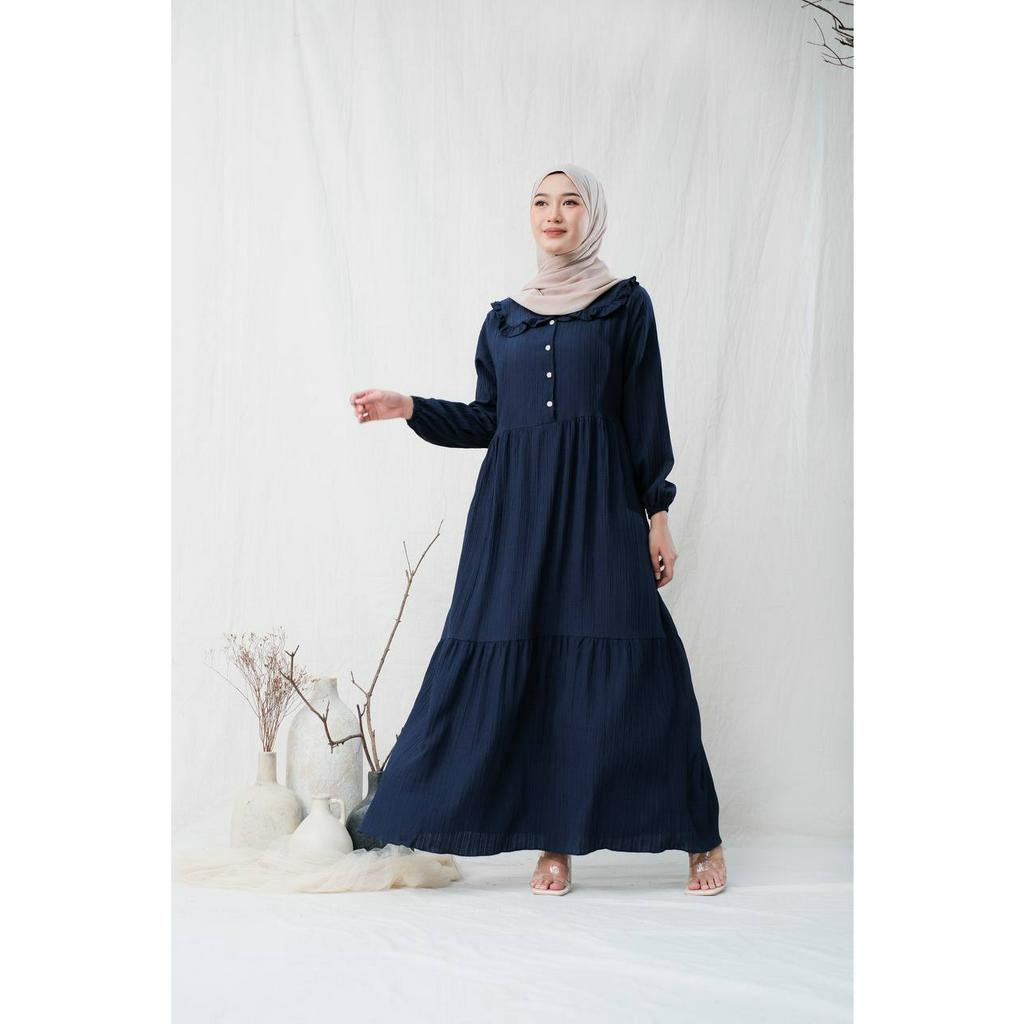 gamis Neora Dress Ladycrush Kancing depanbusui Tangan wudhu tali samping Model susun Ld110cm Pb135cm