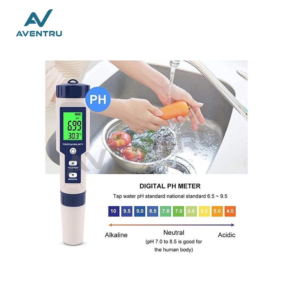 Smart 5 in 1 PH TDS Salinity EC Temperature Meter EZ-9909 Tester EZ9909 Salt