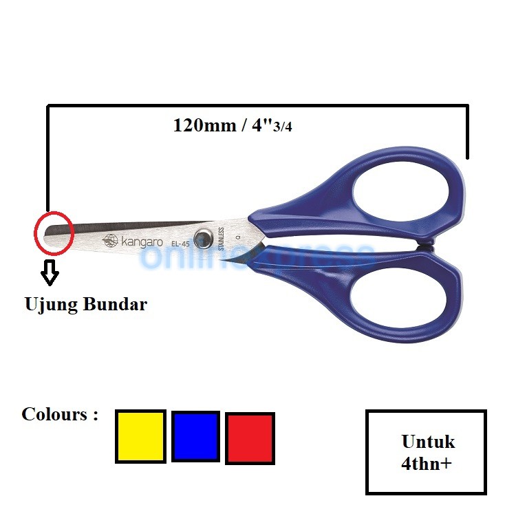 

Gunting Kecil / Gunting Kertas Anak 4.5" 12cm / Scissors EL45 Kangaro