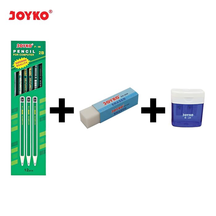 

Pensil Joyko P-88 plus penghapus dan rautan pensil/2B/12PCS dan Eraser ER-30W dan Sharpener B-23