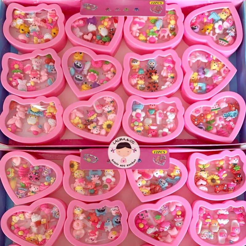 Cincin Mini Box Love Helo Kitty 10pc Grosir Lusinan Mainan Anak Perempuan