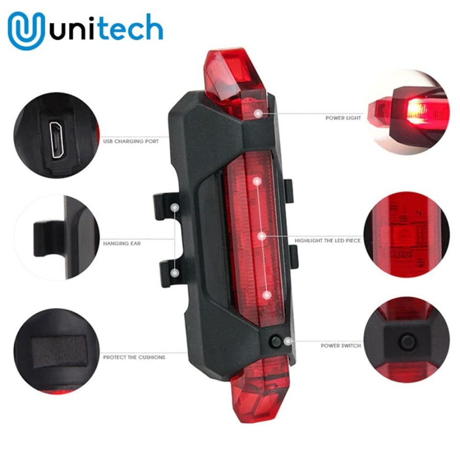 ampu Belakang Sepeda LED Charger USB Unitech Lampu LED Charger DC918