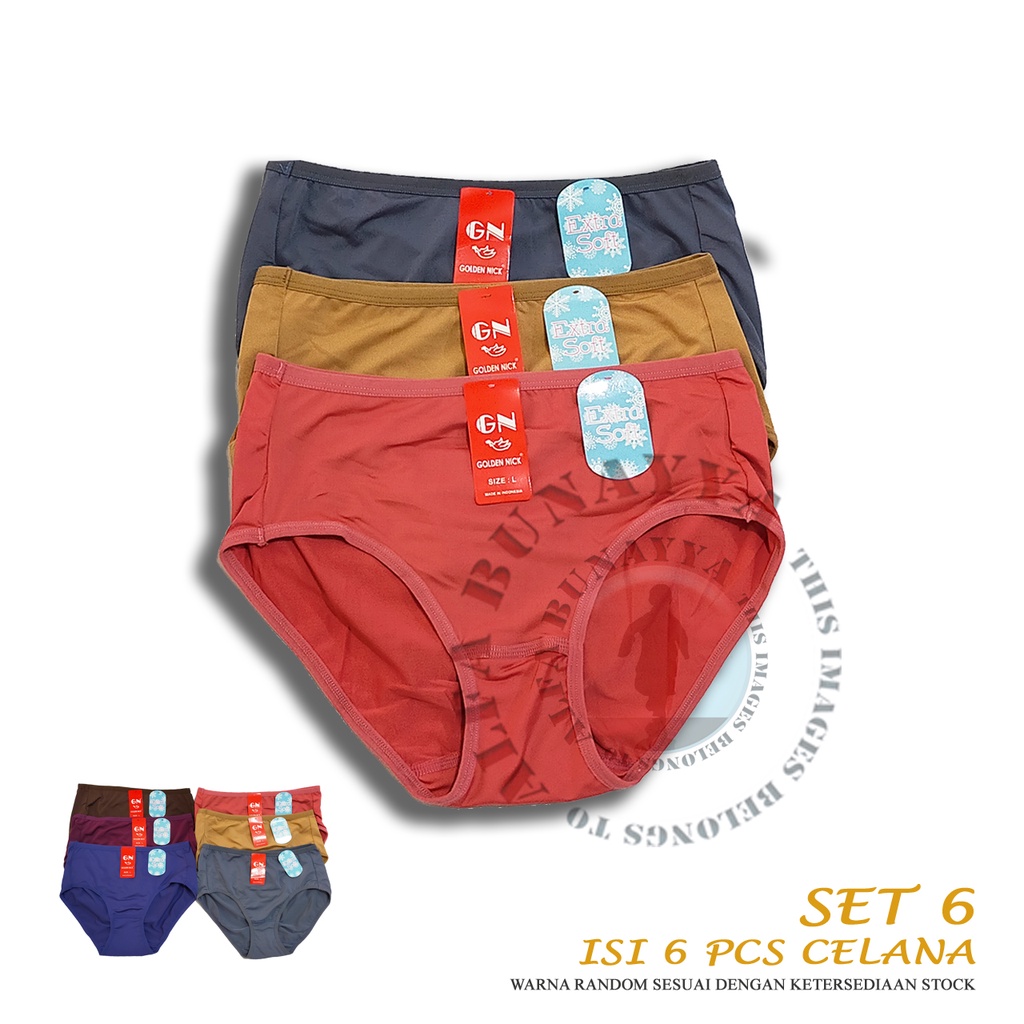 SET Isi 6 Celana Dalam Wanita GOLDEN NICK EXTRA SOFT - CD GOLDEN NICK GNCD-007 - Pakaian Dalam - Underwear