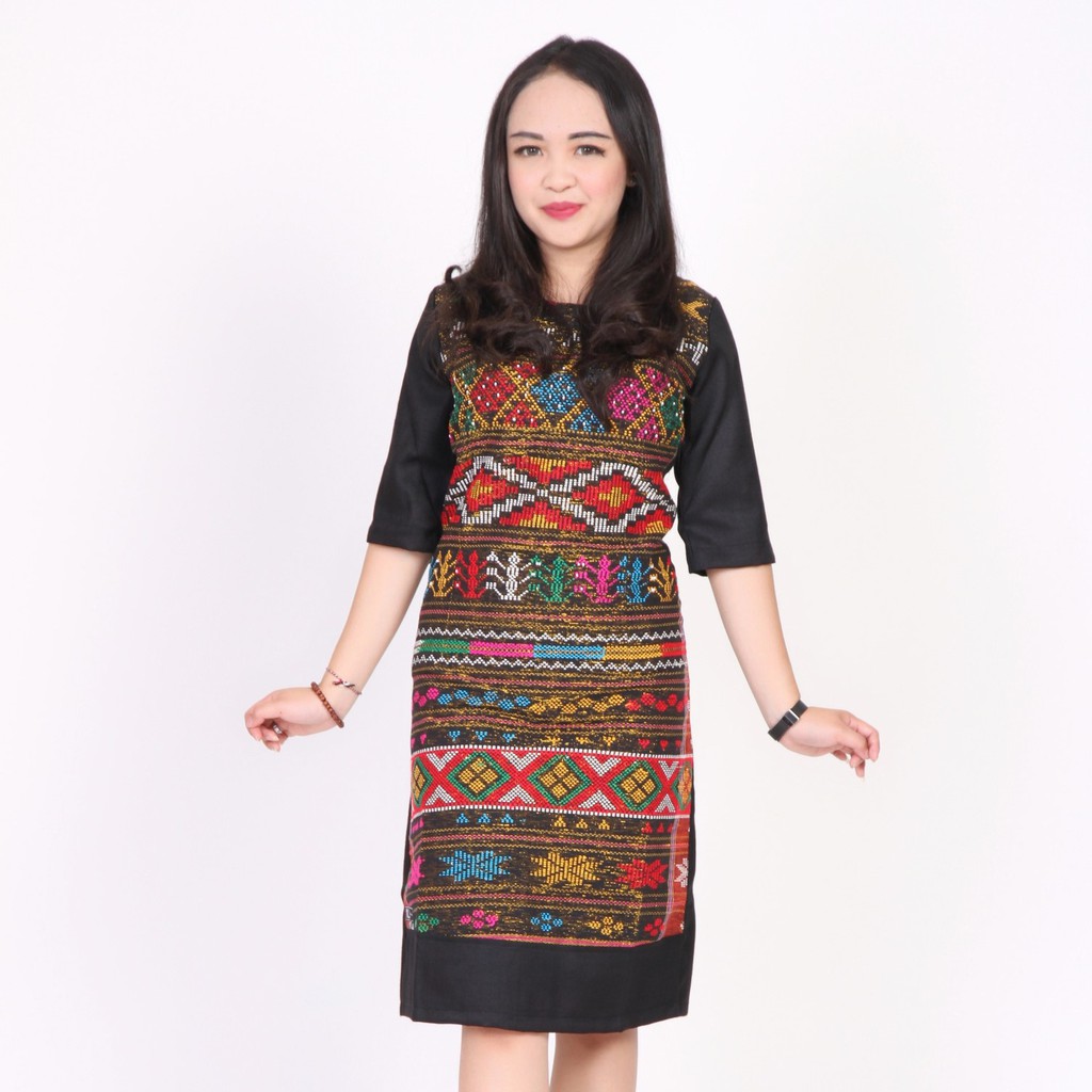 Dress Etnik Tenun Ulos SADUM Asli Hitam (Couple Dijual Terpisah)