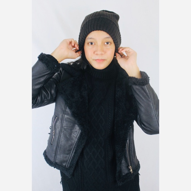 Jaket Kulit Bulu Wanita Musim Dingin Leather Fur Jacket Woman Winter