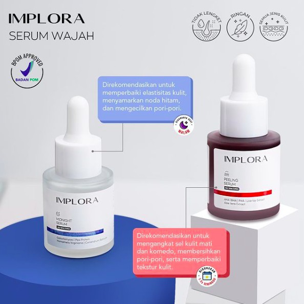 IMPLORA Face Serum 20ml | Serum Sunscreen Wajah Brightening Hydrating 24K Gold Bakuchiol Retinol