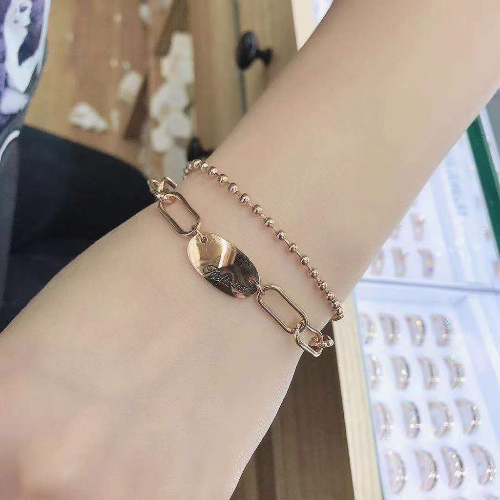 COD! gelang titanium anti karat/ gelang tangan wanita 2 layer import